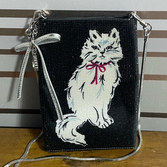 Kate Spade Whiskers Cat Crystal NS North South Crossbody Bag Purse - Picture 2 of 5